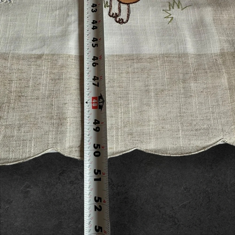 Easter Bunny Tablecloth 50x50 White Beige Embroidered Spring